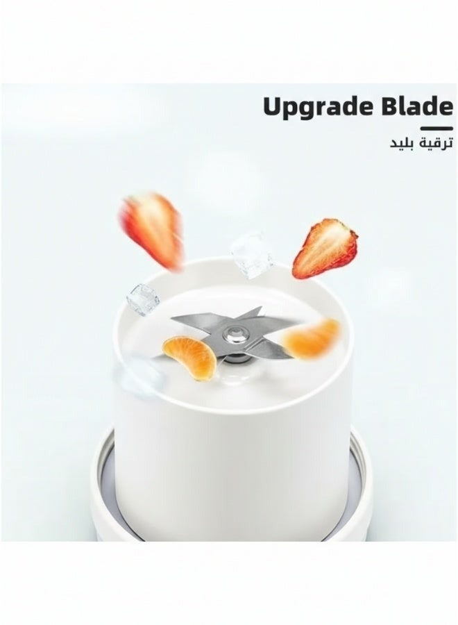 خلاط عصارة صغير يعمل بمنفذ USB سعة 300 مل - خلاط شخصي محمول مزود بـ 6 شفرات من الفولاذ المقاوم للصدأ - سهل الاستخدام بزر واحد لتحضير العصائر، ومشروبات البروتين، وطعام الأطفال - مثالي للاستخدام المنزلي، والسفر، والمكتب - أبيض - Image 2